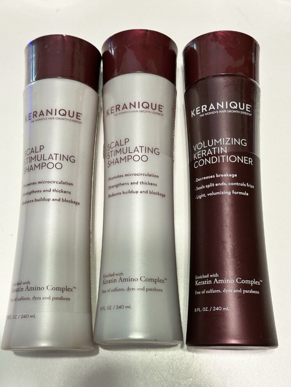 NEW Keranique Scalp Stimulating 2 Shampoo  1 Conditioner Strengthen Thicken Hair